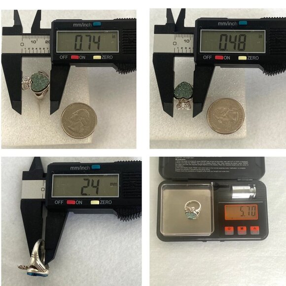 Sterling Silver 925 Ireland JMH Jewelry Claddagh Titanium Druzy Heart Ring 5.75 - Picture 10 of 16